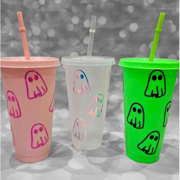 Halloween Tumbler with Lid, Trick or Treat Cup, Spooky Tumbler, Beverage Holder, Fall Drinkware